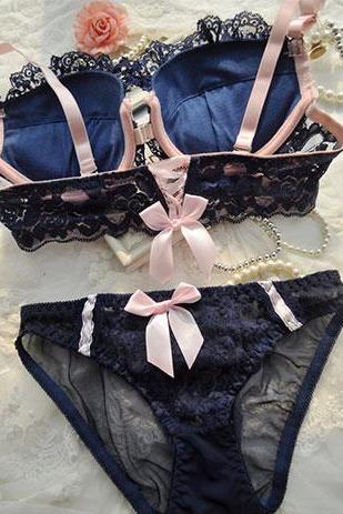 Daisy Lace Padded Push Up Bra And Knickers Set Underwear